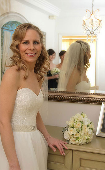 Bride with a curly wedding hair